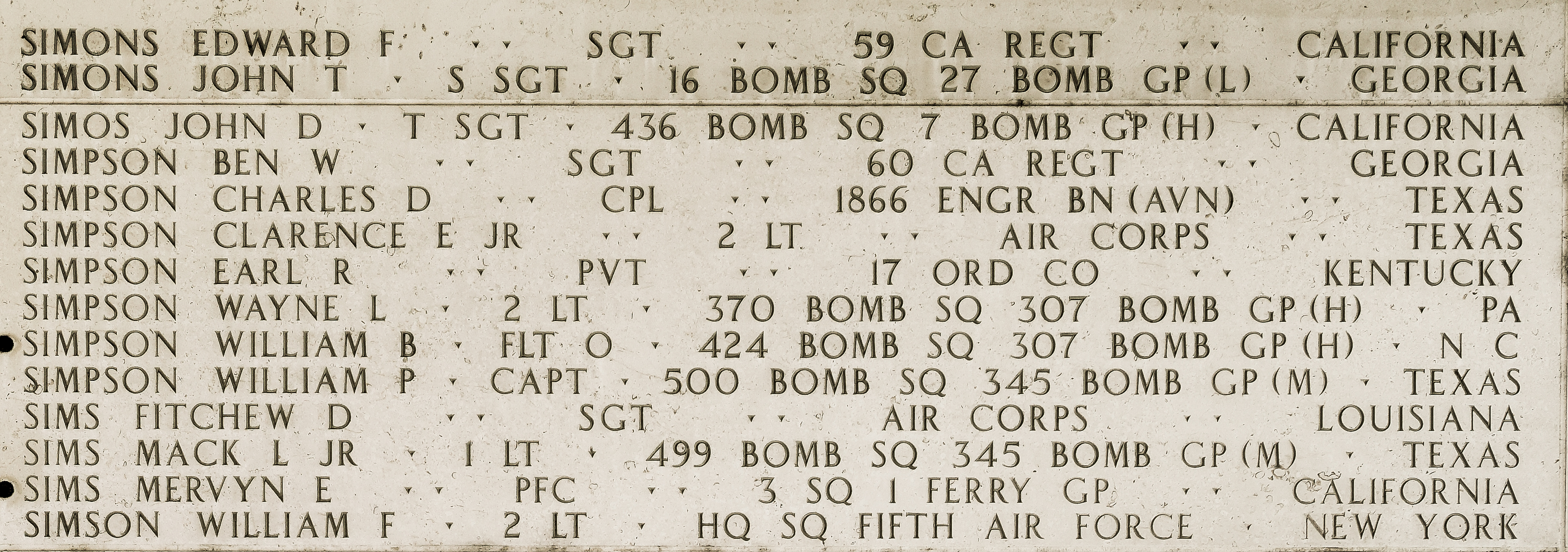 Mervyn E. Sims, Private First Class